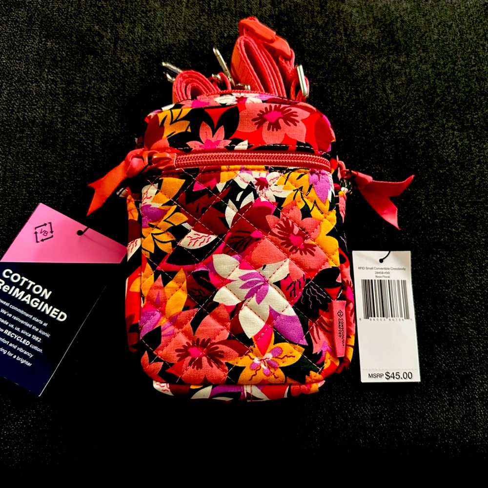 Vera Bradley Rosa Floral NWT Small Convertible Crossbody